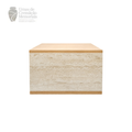 Modern Tranquility Travertine and Teak Wood Marble Box