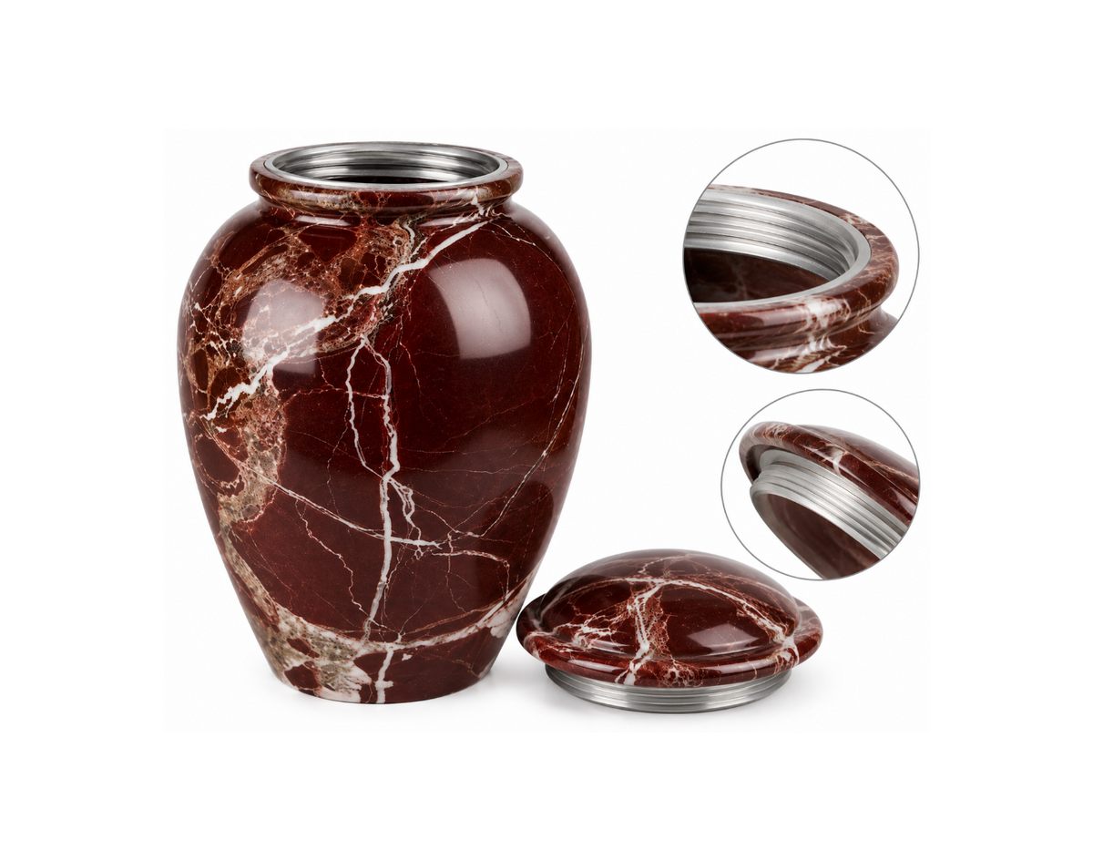 Undertaker Red Zebra Marble Funeral Urn