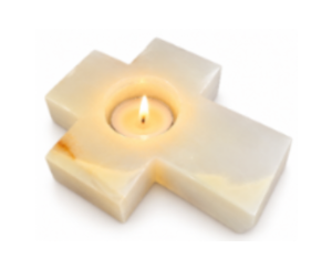 White Marble Cross Memorial Tealight Candle holder