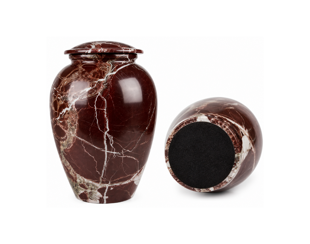 Undertaker Red Zebra Marble Funeral Urn