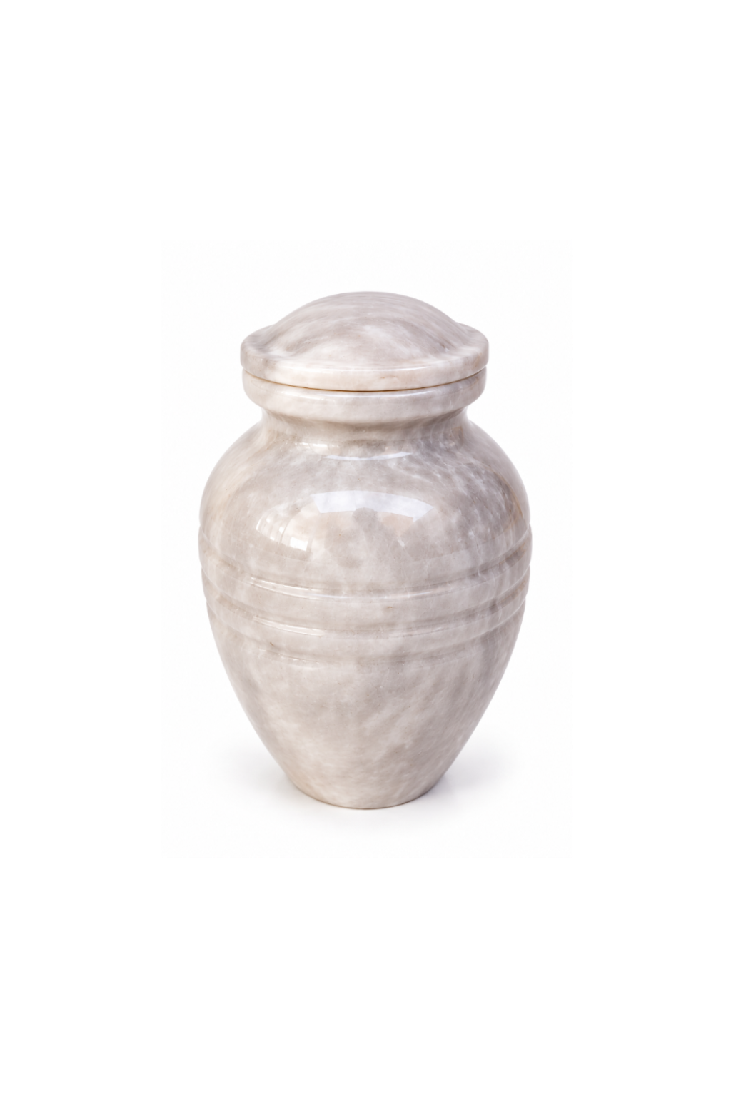 White marble cremation and memorial urn for keeping the ashes of a loved one; Urna funeraria y conmemorativa de mármol blanco para conservar las cenizas de un ser querido; Urna funerária e memorial de mármore branco para guardar as cinzas de um ente querido; Urne funéraire et cinéraire en marbre blanc pour conserver les cendres d’un être cher; Weiße Marmorurne als Gedenkurne zur Aufbewahrung der Asche eines geliebten Menschen; Urna funeraria e commemorativa in marmo bianco per custodire le ceneri di una per